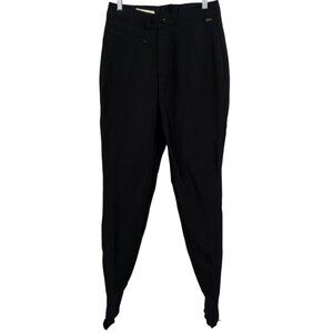 Vintage Skea Wool Blend Ski Pants Size 12 Black Stirrups Stretch 80s Snow Bunny